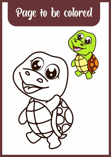 Coloring Book Kids Turtle — Vector de stock