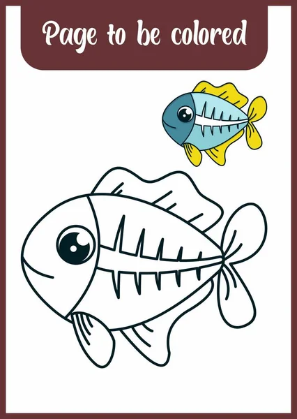 Coloring Book Kids Ray Fish — Stok Vektör