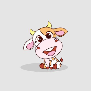 Cute little cow, animal nature icon concept isolated