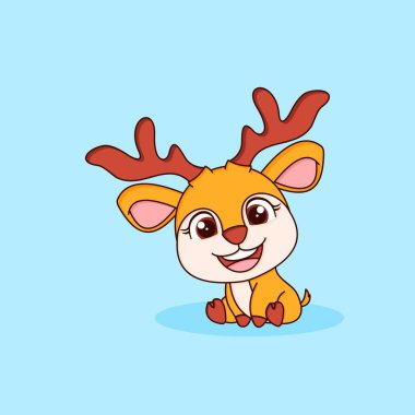 Cute little deer cartoon icon illustration. flat cartoon style