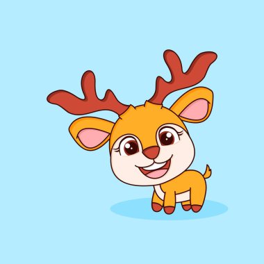 Cute little deer cartoon icon illustration. flat cartoon style