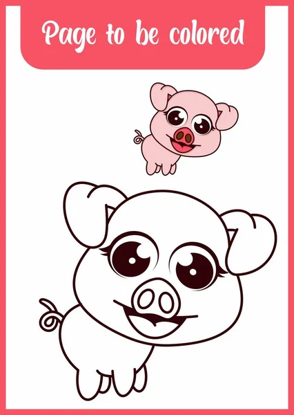 Coloring Book Kids Pig — Image vectorielle