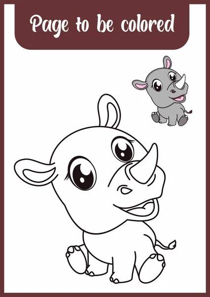 Coloring Book Kids Rhino — Stok Vektör