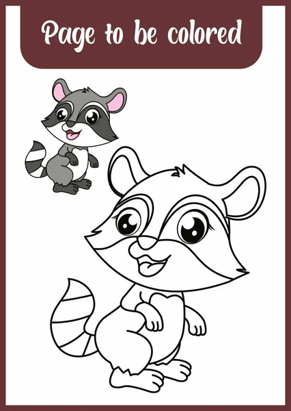 Coloring Book Kids Raccoon — Stok Vektör