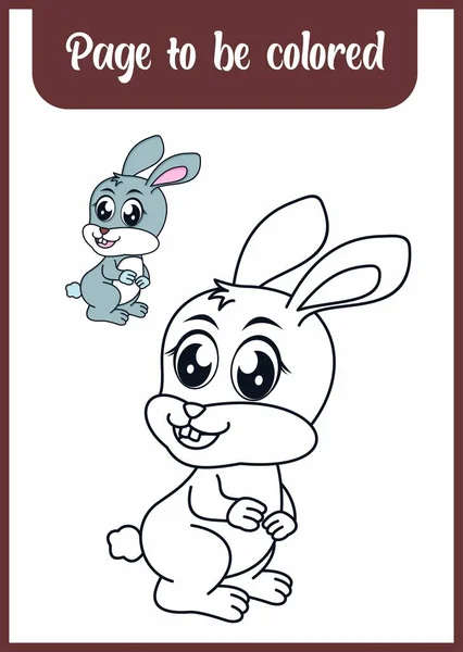 Coloring Book Kids Cute Bunny — Stok Vektör
