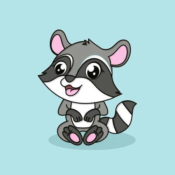Cute raccoon cartoon vector. flat cartoon style. animal nature icon concept isolated