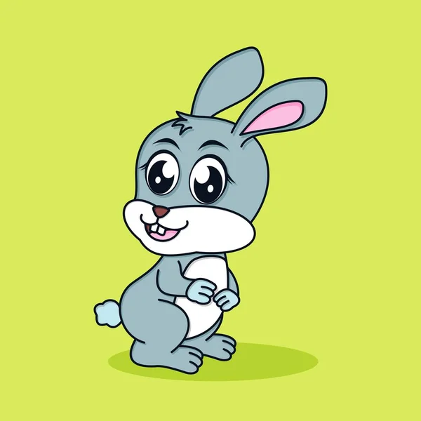 Cute Bunny Cartoon Vector Flat Cartoon Style Animal Nature Icon — Archivo Imágenes Vectoriales
