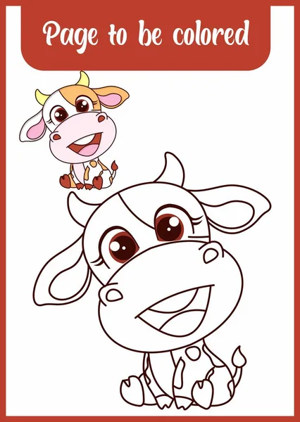 Hand Drawn Cow Coloring Coloring Page Vector Blank Printable Design — Archivo Imágenes Vectoriales