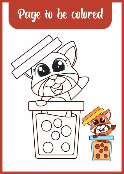 Hand drawn red panda for coloring, coloring page vector, blank printable design for children to fill in