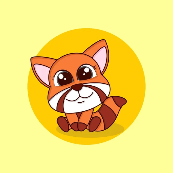 Cute Little Red Panda Sitting Happily Animal Nature Icon Concept - Stok Vektor