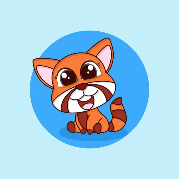 Cute Little Red Panda Animal Nature Icon Concept Isolated - Stok Vektor