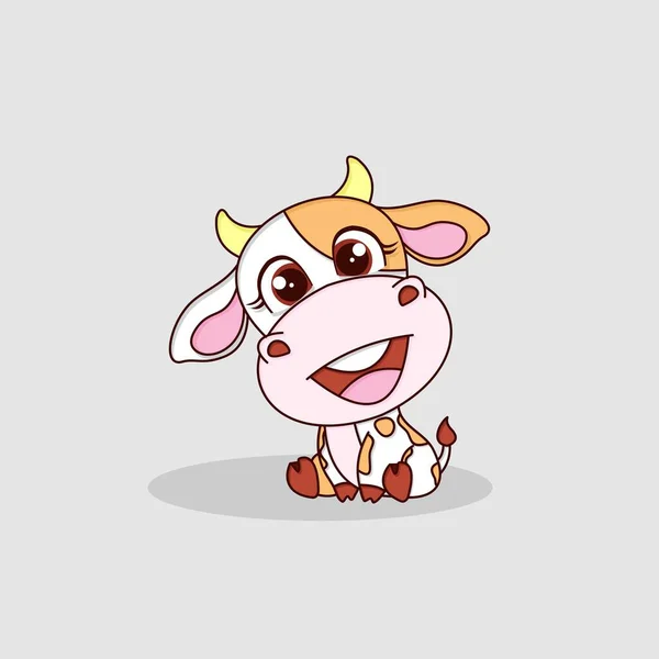 Cute Little Cow Animal Nature Icon Concept Isolated — Wektor stockowy