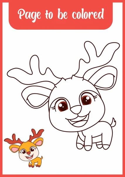 Coloring Book Little Child Baby Deer Coloring Page — Stok Vektör