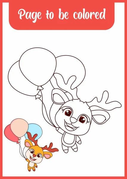 Coloring Book Little Child Baby Deer Coloring Page — Wektor stockowy