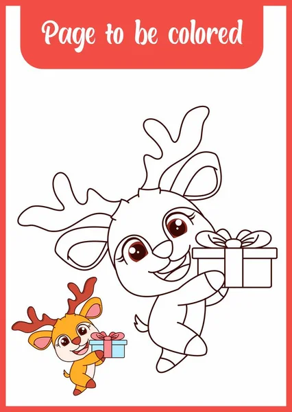 Coloring Book Little Child Baby Deer Coloring Page — Stok Vektör