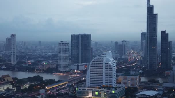 Bangkok stad nacht weergave tijd lapsestock video: — Stockvideo