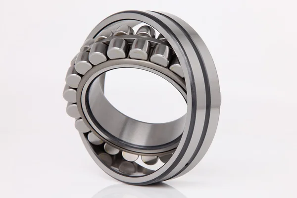 Composition of steel ball roller bearings in closeup on white background — Stock Photo, Image