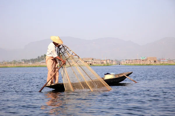 Visser, Inlemeer, myanmar (burma) — Stockfoto