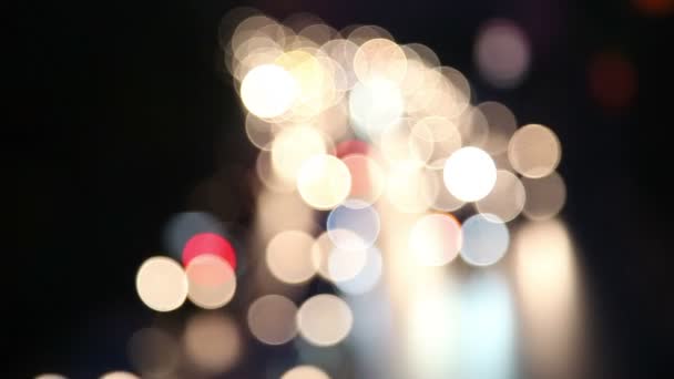 散焦的夜交通灯-曼谷 — 图库视频影像