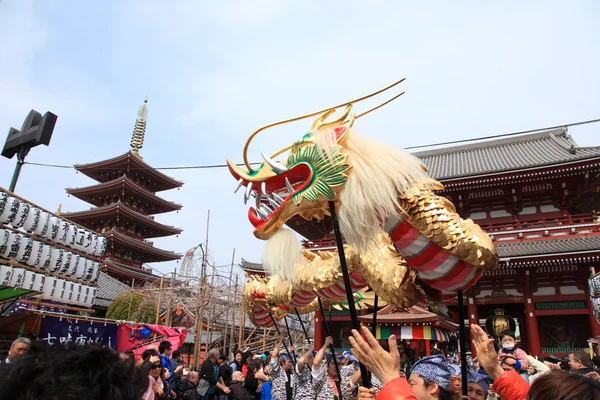 東京 - 3 月 19 日: のイベント「金龍舞」（黄金の drangon ダンス） 浅草寺 2013 年 3 月 19 日東京、日本. — ストック写真