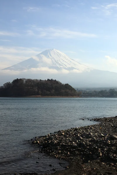 Nézd a Mount Fuji-Kawaguchiko-tó márciusban — Stock Fotó