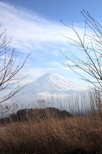 Uitzicht op mount fuji van kawaguchiko meer in maart — Stockfoto
