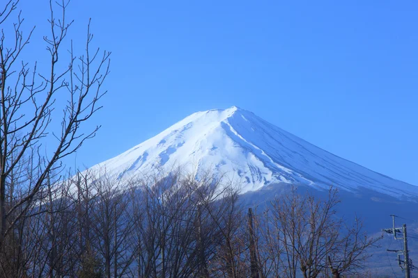 从河口湖在 3 月的富士山视图 — 图库照片