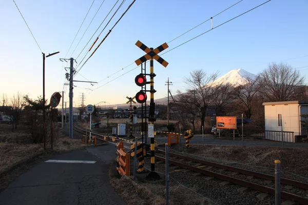 View of mount fuji from kawaguchiko train station in March 2013 — стоковое фото