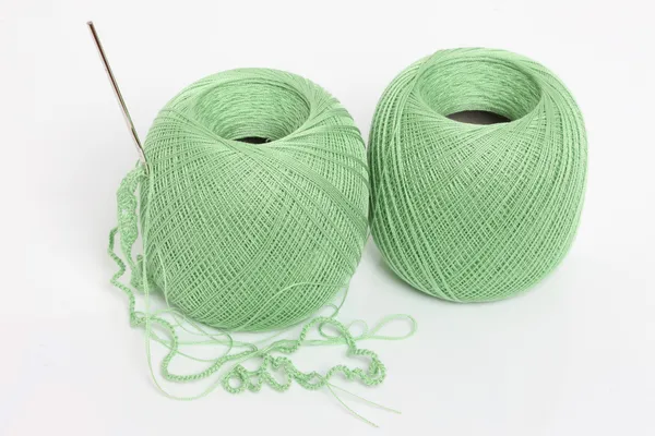 Crochet hook and yarn — Stock Photo, Image