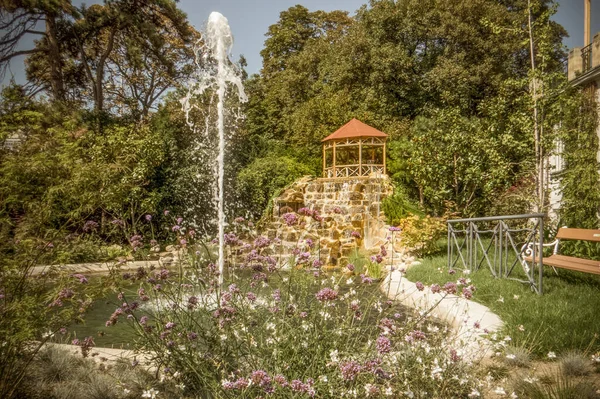 Austria Wiedeń Stadtpark Fontanna Pobliżu Budynku Administracji — Zdjęcie stockowe