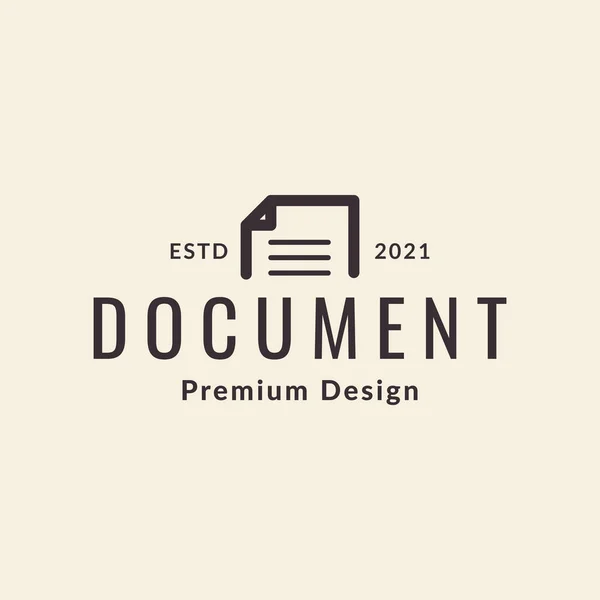 Papel Documento Archivos Logotipo Líneas Diseño Hipster — Vector de stock