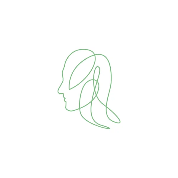 Kontinuerliga Linjer Kvinna Ansikte Feminin Logotyp Symbol Ikon Vektor Grafisk — Stock vektor