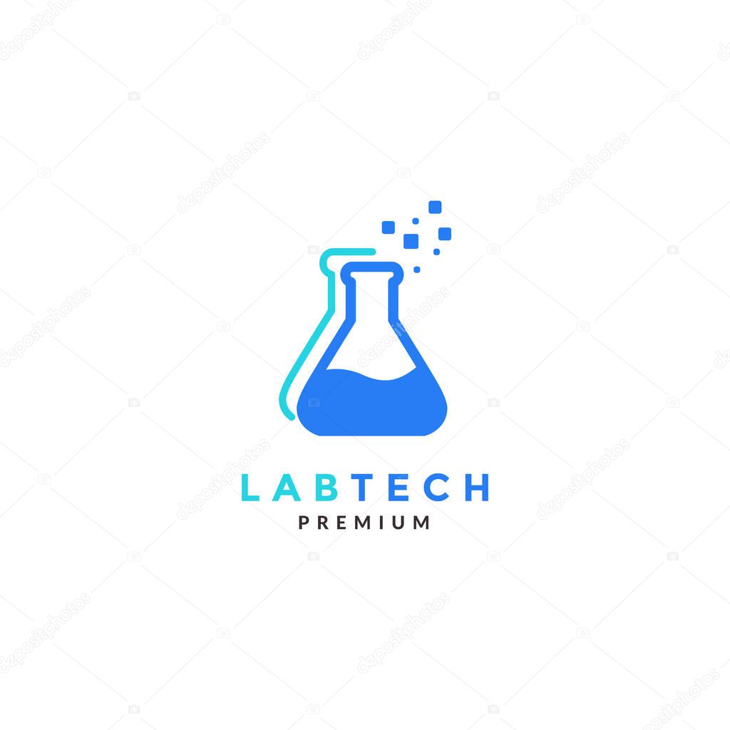 Laboratory glass with tech abstract  logo symbol icon vector graphic design illustration idea creative
