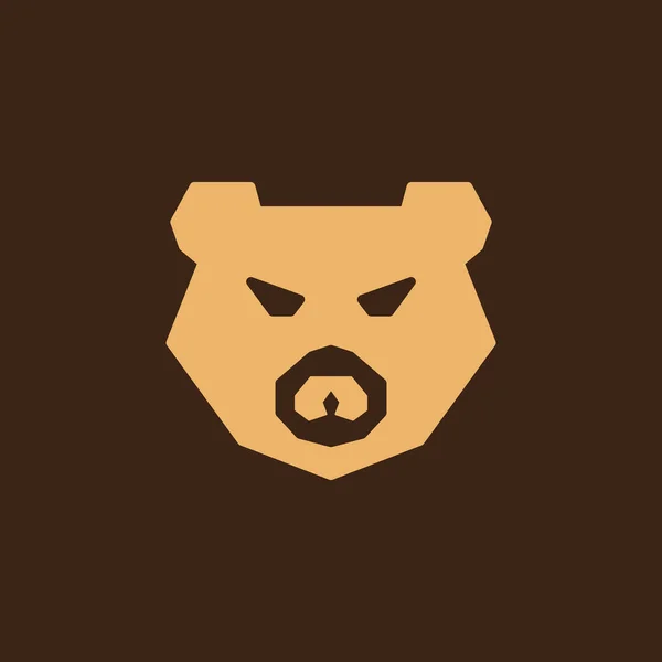 Forma Moderna Cabeza Oso Grizzly Logotipo Plano Símbolo Icono Vector — Vector de stock