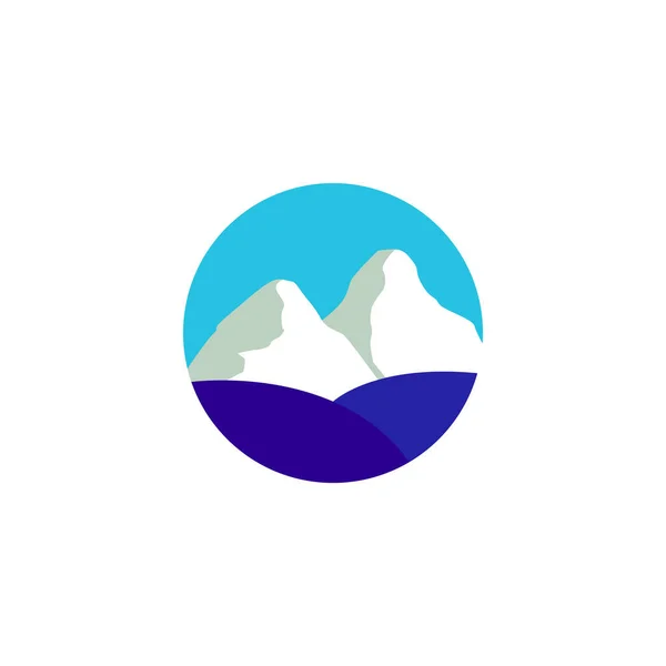 Abstrak Modern Dengan Gunung Dan Logo Laut Simbol Vektor Ikon - Stok Vektor