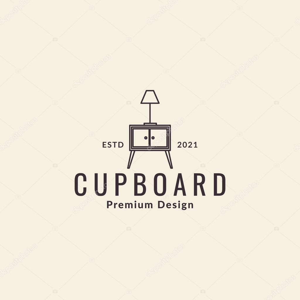 Lines simple cupboard with lighting logo symbol icon vector graphic design illustration idea creative
