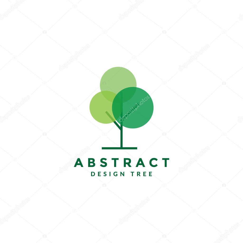 abstract tree green circle rounded simple logo symbol icon vector graphic design illustration idea creative
