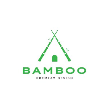 Çapraz bambu çadırı kamp logosu simgesi vektör grafik tasarım çizim fikri yaratıcı 