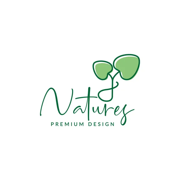 Líneas Arte Verde Hoja Jardín Naturaleza Femenina Logotipo Símbolo Icono — Vector de stock