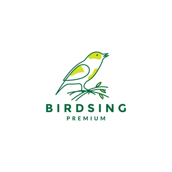 Abstrato Fresco Verde Pequeno Pássaro Com Galho Folha Logotipo Símbolo —  Vetores de Stock