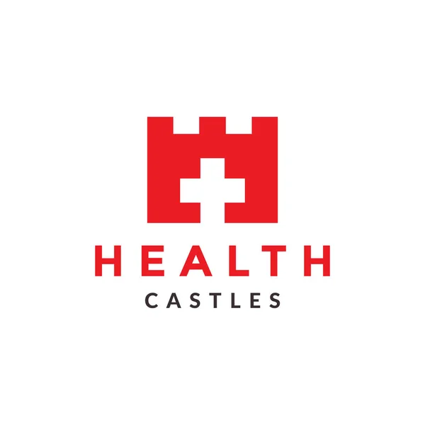 Slott Med Kors Hälsa Medicinsk Logotyp Symbol Ikon Vektor Grafisk — Stock vektor