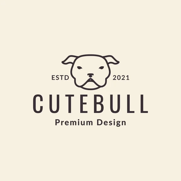 Cabeza Cara Toro Perro Línea Hipster Logotipo Símbolo Icono Vector — Vector de stock