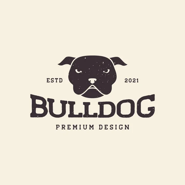 Kop Gezicht Stier Hond Zwart Vintage Logo Symbool Pictogram Vector — Stockvector