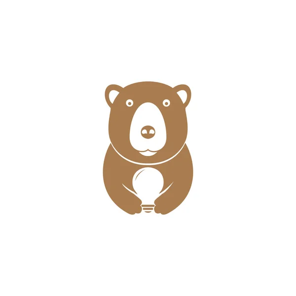 Urso Pardo Com Lâmpada Lâmpada Logotipo Símbolo Ícone Vetor Design — Vetor de Stock