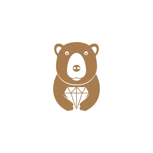 Urso Pardo Com Logotipo Diamante Símbolo Ícone Vetor Design Gráfico — Vetor de Stock