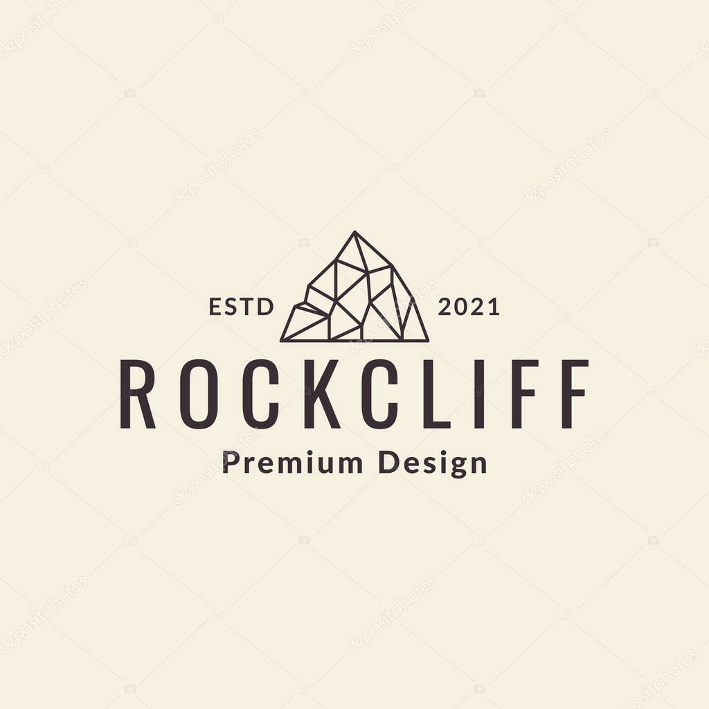 Line rock cliff hipster vintage logo symbol icon vector graphic design illustration idea creative