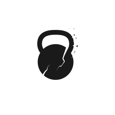 Spor salonu halteri çatlağı siyah logo simgesi ikon vektör grafik tasarım çizim fikri yaratıcı 