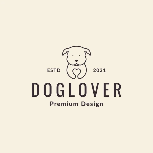 Línea Negativa Espacio Con Lindo Perro Logotipo Símbolo Icono Vector — Vector de stock