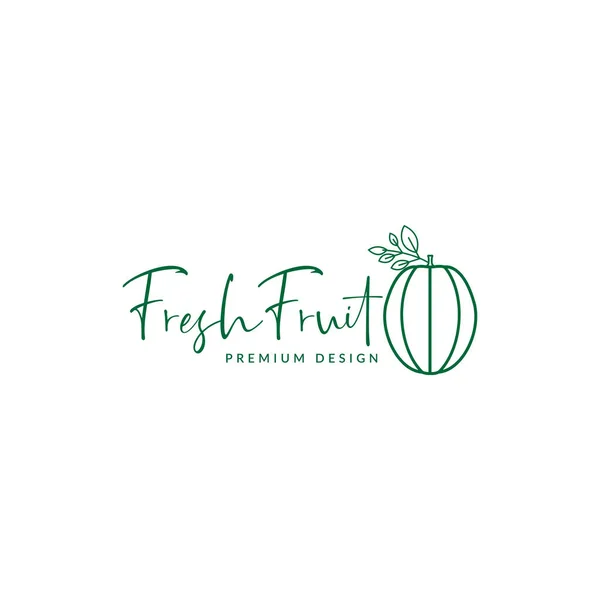 Linie Frische Früchte Grün Einfach Logo Symbol Symbol Vektor Grafik — Stockvektor