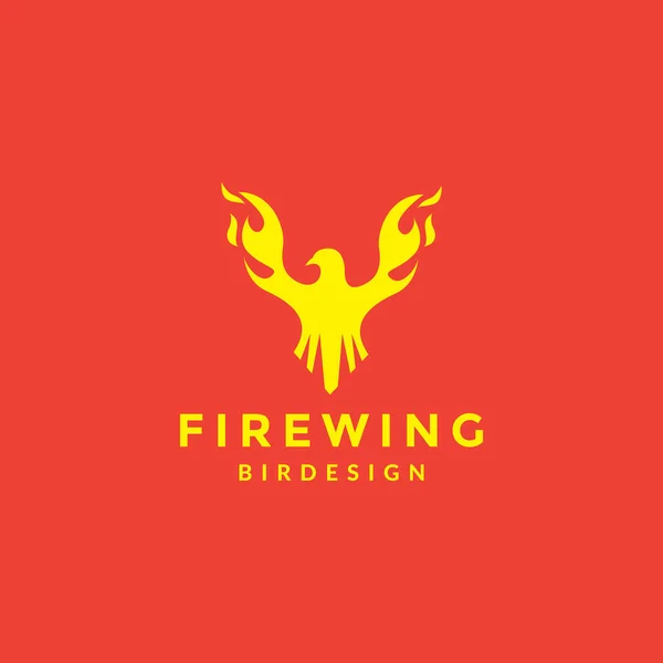 Gelb Flach Vogel Fliegen Feuer Flamme Logo Symbol Symbol Vektor — Stockvektor
